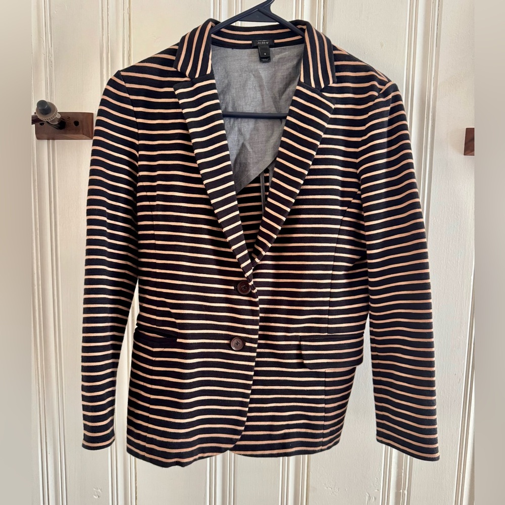 J. Crew Black and Tan Striped Jacket